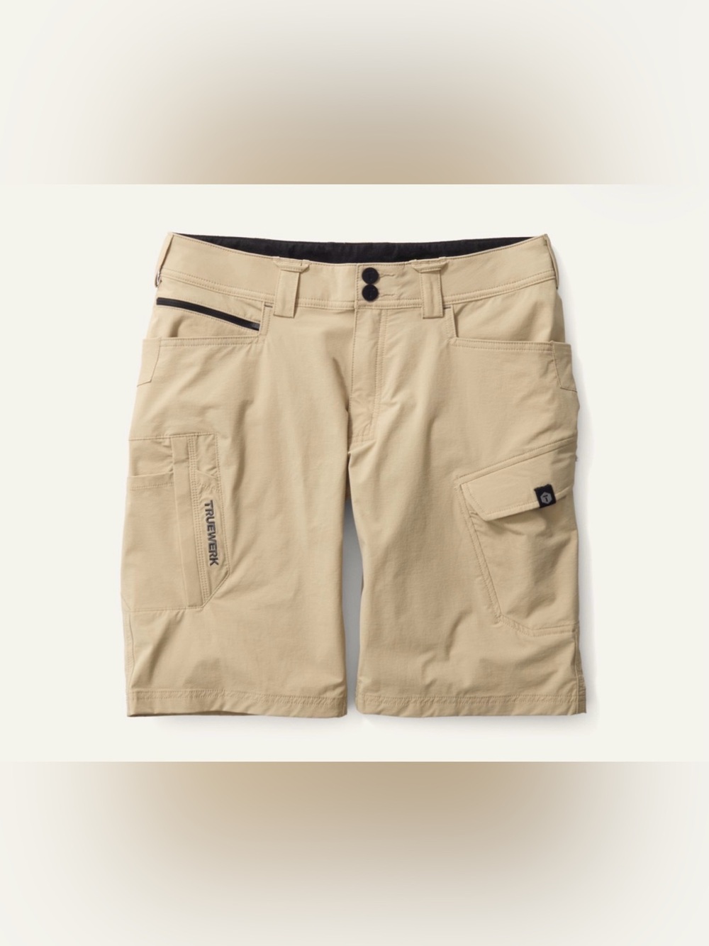 NWT TRUEWERK T1 WerkShort Light Khaki 34x9 Men’s Stretch Cargo Work Shorts